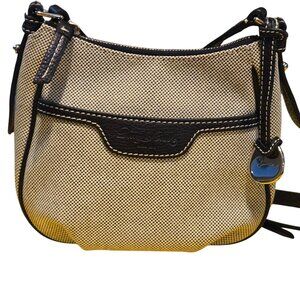 Dooney & Bourke Crossbody Small Hobo Mini Blue White Woven Check Leather Trim